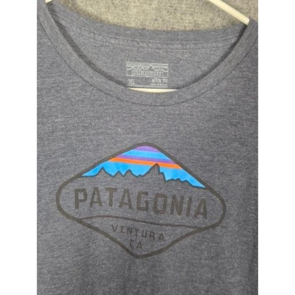 Patagonia Mens XL Slim Fit Graphic T-Shirt Gray Ventura CA Diamond Logo Casual - Picture 7 of 8